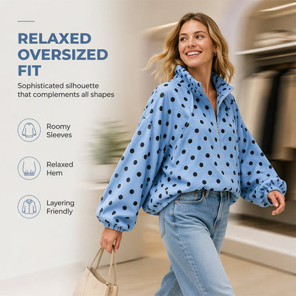 Women's Casual Polka Dot Zipper Jacket