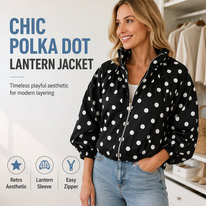 Women's Casual Polka Dot Zipper Jacket