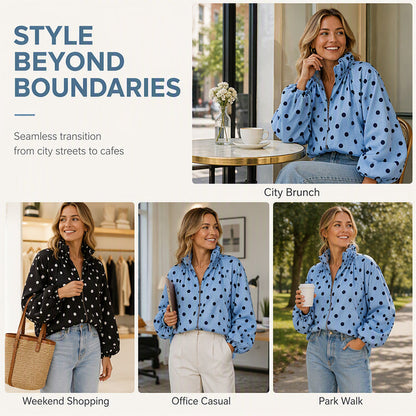 Women's Casual Polka Dot Zipper Jacket