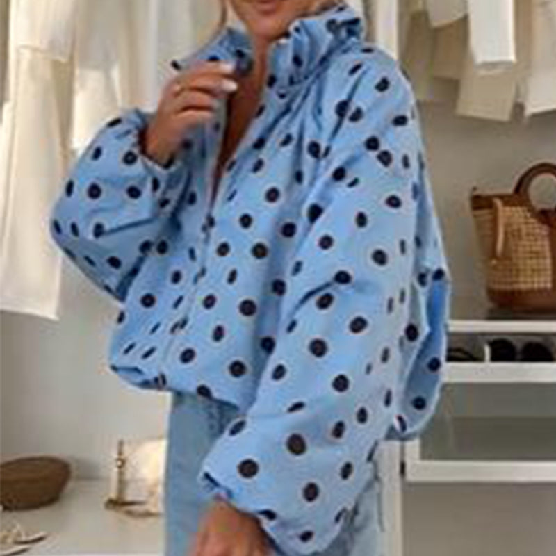 Women's Casual Polka Dot Zipper Jacket