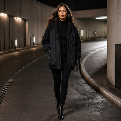 Women's Quilted Hooded Spliced Jacket