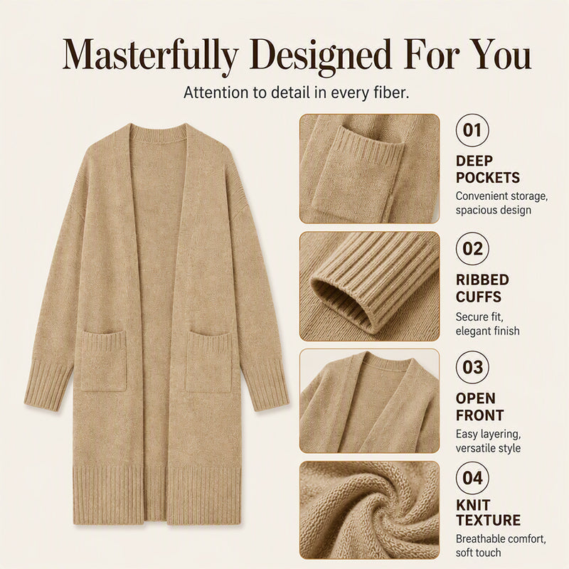 Women's Open Front Long Knit Cardigan