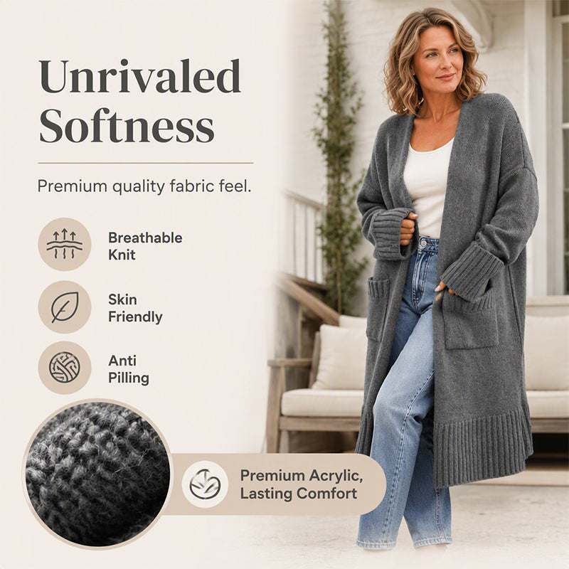 Women's Open Front Long Knit Cardigan
