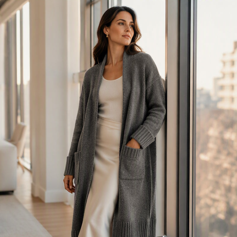 Women's Open Front Long Knit Cardigan