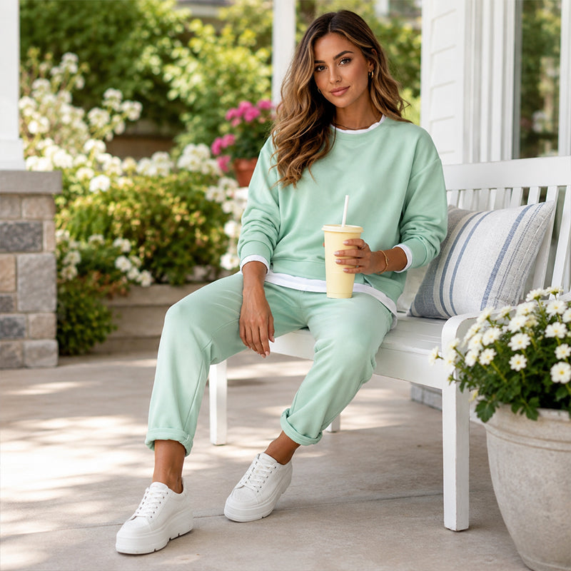 ✨ Two Looks in One | Women's Layered-Look Sweatshirt & Jogger Pants Set ⚡ Free Shipping