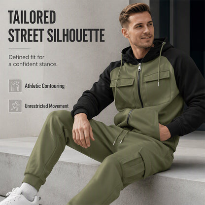 Men's Color-Block Hoodie & Jogger Pants Set