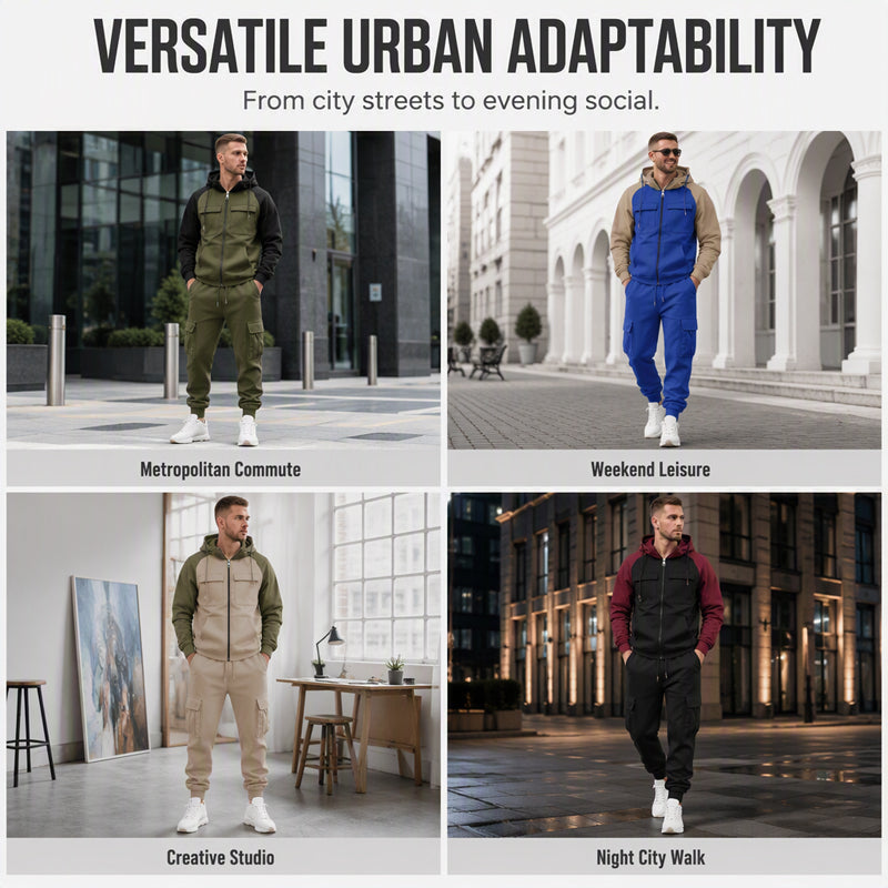Men's Color-Block Hoodie & Jogger Pants Set