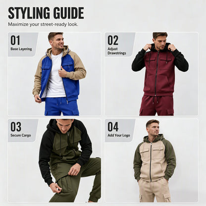 Men's Color-Block Hoodie & Jogger Pants Set
