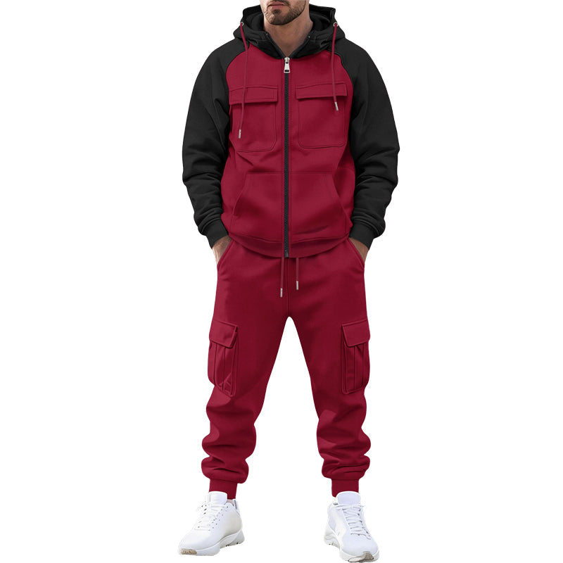 Men's Color-Block Hoodie & Jogger Pants Set