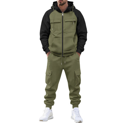 Men's Color-Block Hoodie & Jogger Pants Set