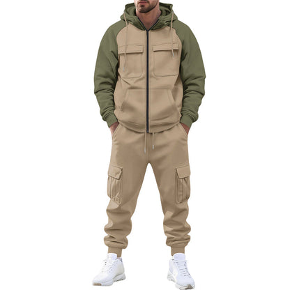 Men's Color-Block Hoodie & Jogger Pants Set