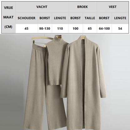 3-Piece Set - Autumn Sleeveless Vest & Cardigan & Trousers