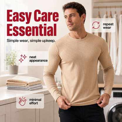 Men's Ribbed Slim-Fit Long-Sleeve T-Shirt