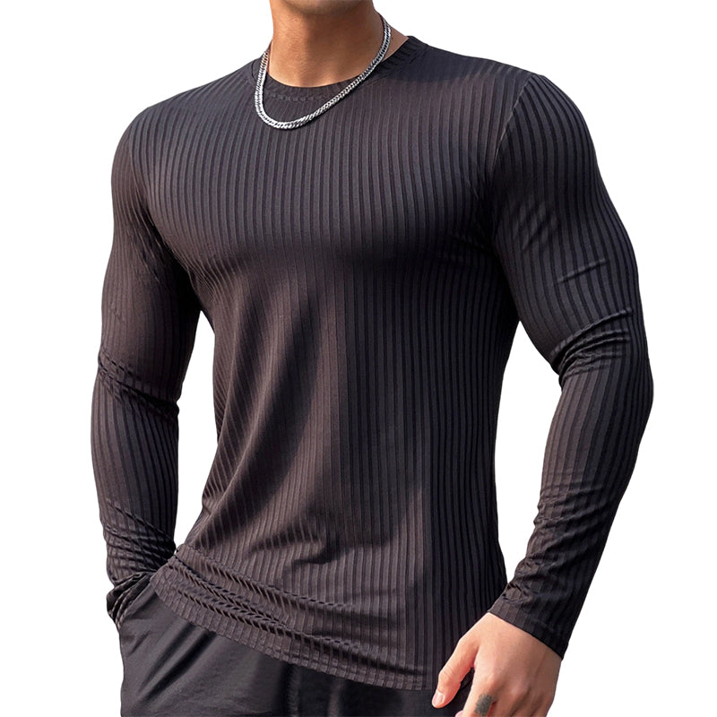 Men's Ribbed Slim-Fit Long-Sleeve T-Shirt