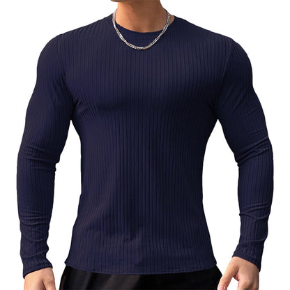 Men's Ribbed Slim-Fit Long-Sleeve T-Shirt