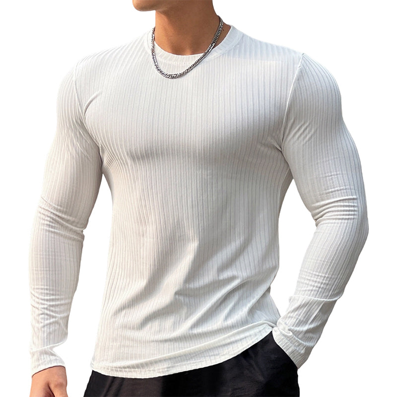 Men's Ribbed Slim-Fit Long-Sleeve T-Shirt
