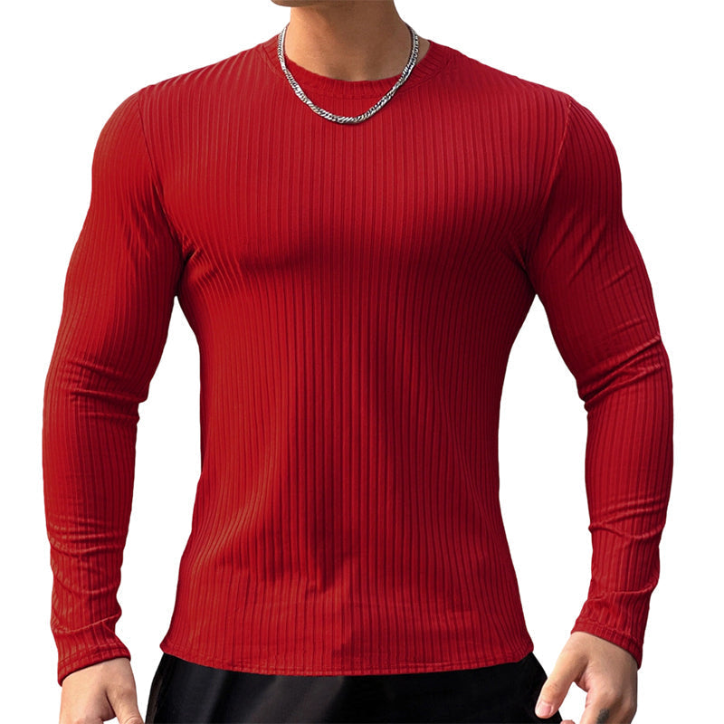 Men's Ribbed Slim-Fit Long-Sleeve T-Shirt