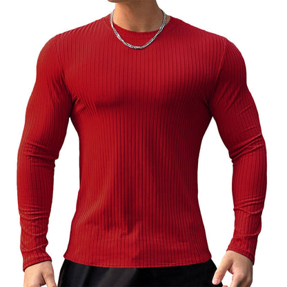 Men's Ribbed Slim-Fit Long-Sleeve T-Shirt