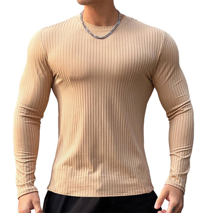 Men's Ribbed Slim-Fit Long-Sleeve T-Shirt