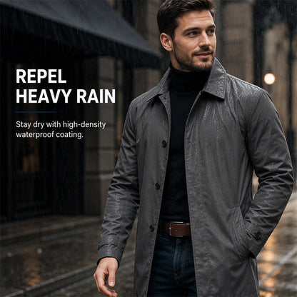 🌧️ More Coverage, Sharper Style | Men's Waterproof Mid-Length Trench Coat⚡Free shipping