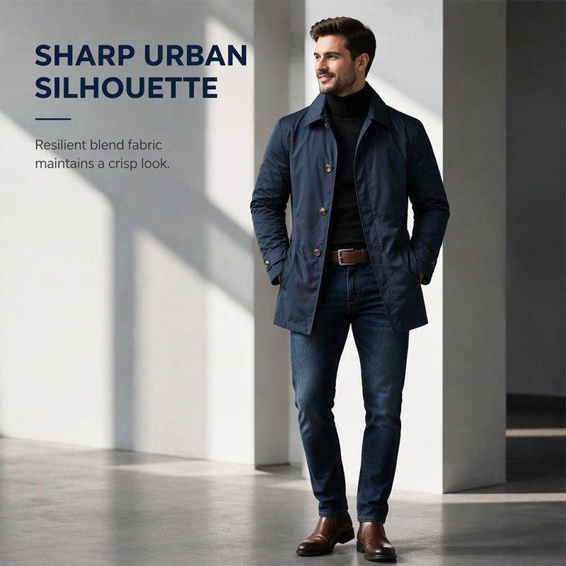 🌧️ More Coverage, Sharper Style | Men's Waterproof Mid-Length Trench Coat⚡Free shipping