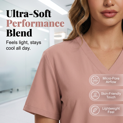 🩺 Breathable Comfort, Easy Movement | Women's Stretch Scrubs 2-Piece Set