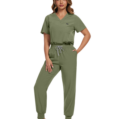 🩺 Breathable Comfort, Easy Movement | Women's Stretch Scrubs 2-Piece Set