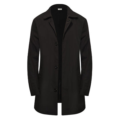 ✨Men's Minimalist Single-Breasted Mid-Length Coat – Clean Lines, Modern Fit, Everyday Elegance