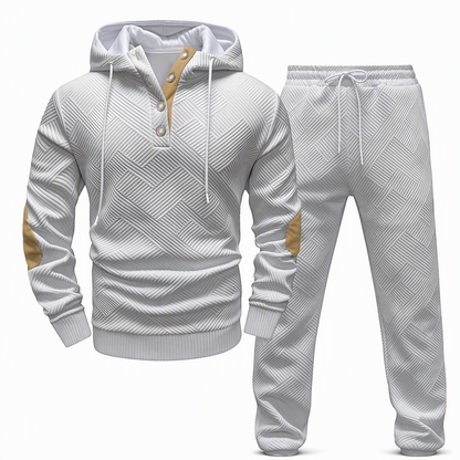🧥 Men's 2 Piece Hoodie Set – Premium Jacquard Knit, Breathable & Always Cool