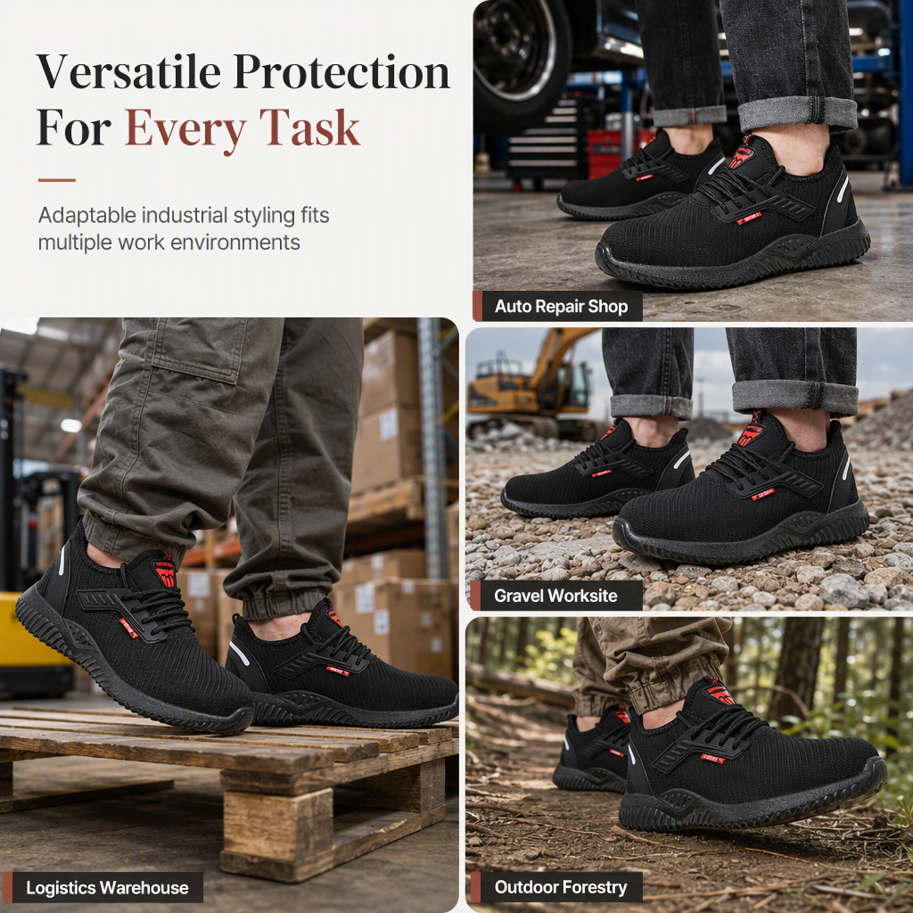 Men's Steel Toe Safety Shoes Breathable Work Boots Lightweight Puncture Resistant Protective Shoes