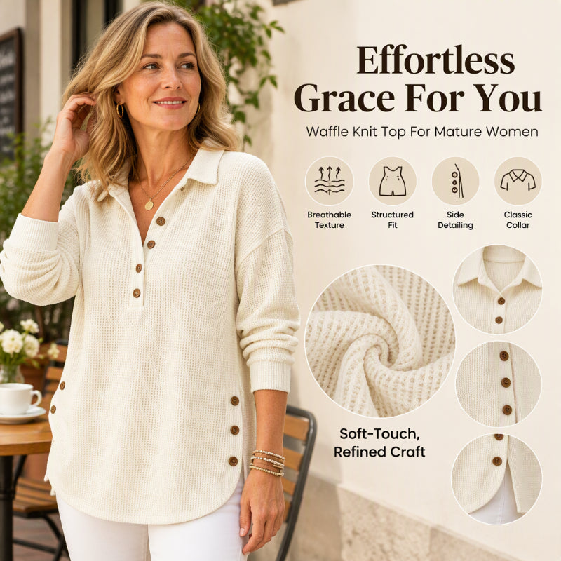 Women's Waffle Knit Long Sleeve Top
