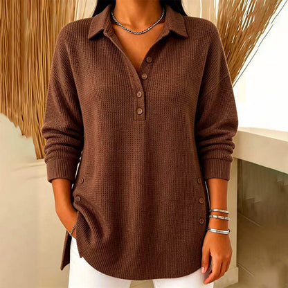 Women's Waffle Knit Long Sleeve Top