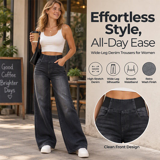 👖 Leg-Elongating Silhouette, Flexible Everyday Comfort | Women's Casual Stretch Wide-Leg Jeans