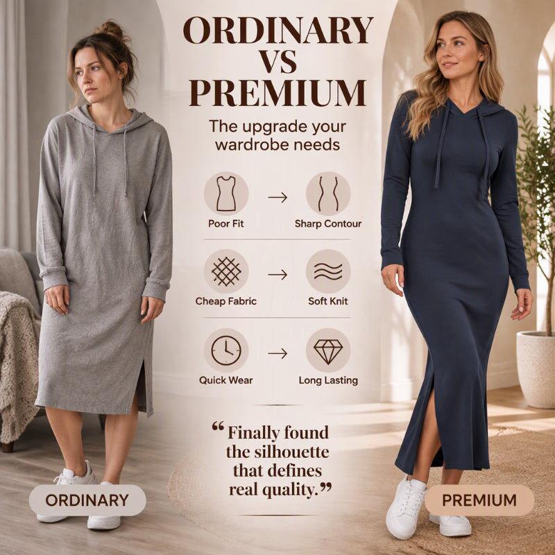 🖤 Sculpting Silhouette, Sporty Hooded Accent | Women's Slim-Fit Hooded Bodycon Dress