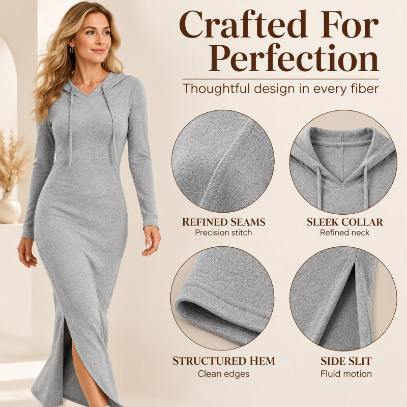 🖤 Sculpting Silhouette, Sporty Hooded Accent | Women's Slim-Fit Hooded Bodycon Dress