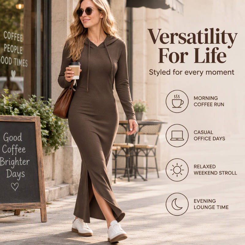 🖤 Sculpting Silhouette, Sporty Hooded Accent | Women's Slim-Fit Hooded Bodycon Dress