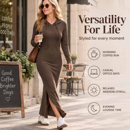 🖤 Sculpting Silhouette, Sporty Hooded Accent | Women's Slim-Fit Hooded Bodycon Dress